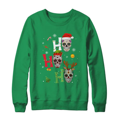 Ho Ho Ho Mexican Skull Santa Hat Christmas Funny Xmas Gift-T-Shirt & Sweatshirt-Crewneck Sweatshirt-Irish Green