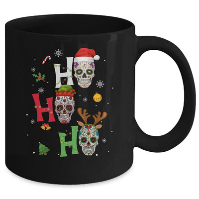 Ho Ho Ho Mexican Skull Santa Hat Christmas Funny Xmas Gift Mug-Coffee Mug-Mug-Black