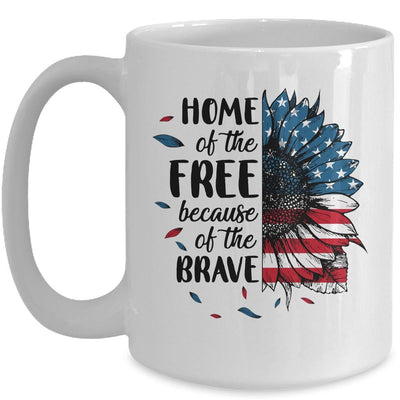 Home Of The Free Because Of The Brave 4th Of July Sunflower Mug-Coffee Mug-Mug-White