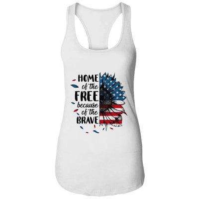 Home Of The Free Because Of The Brave 4th Of July Sunflower-T-Shirt & Tank Top-Women's Ideal Racerback Tank-White