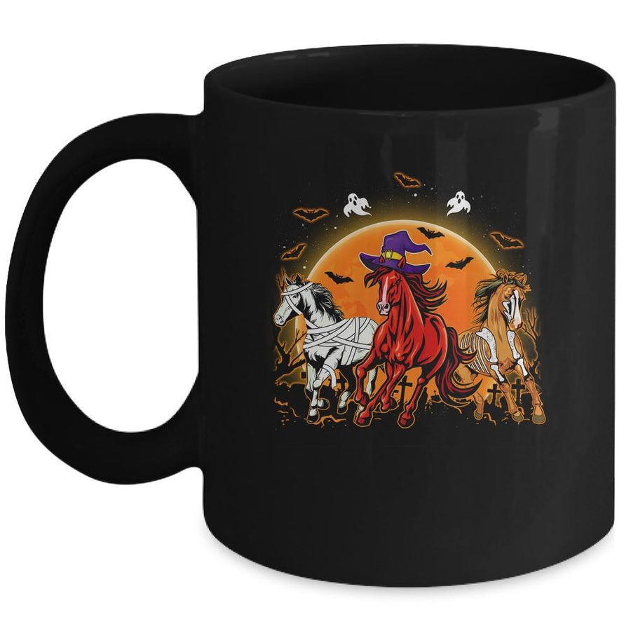 Horse Mummy Witch Halloween Horror Gift For Horse Lover Mug-Coffee Mug-Mug-Black
