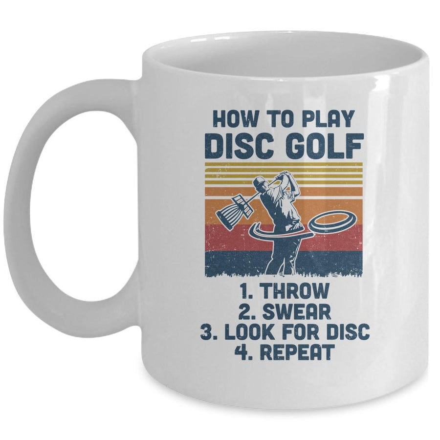 How To Play Disc Golf Funny Disc Golf Vintage Mug-Coffee Mug-Mug-White