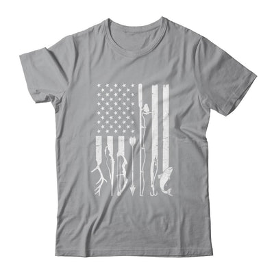 Hunting Fishing USA Flag American-T-Shirt & Hoodie-Classic T-Shirt-Sport Grey