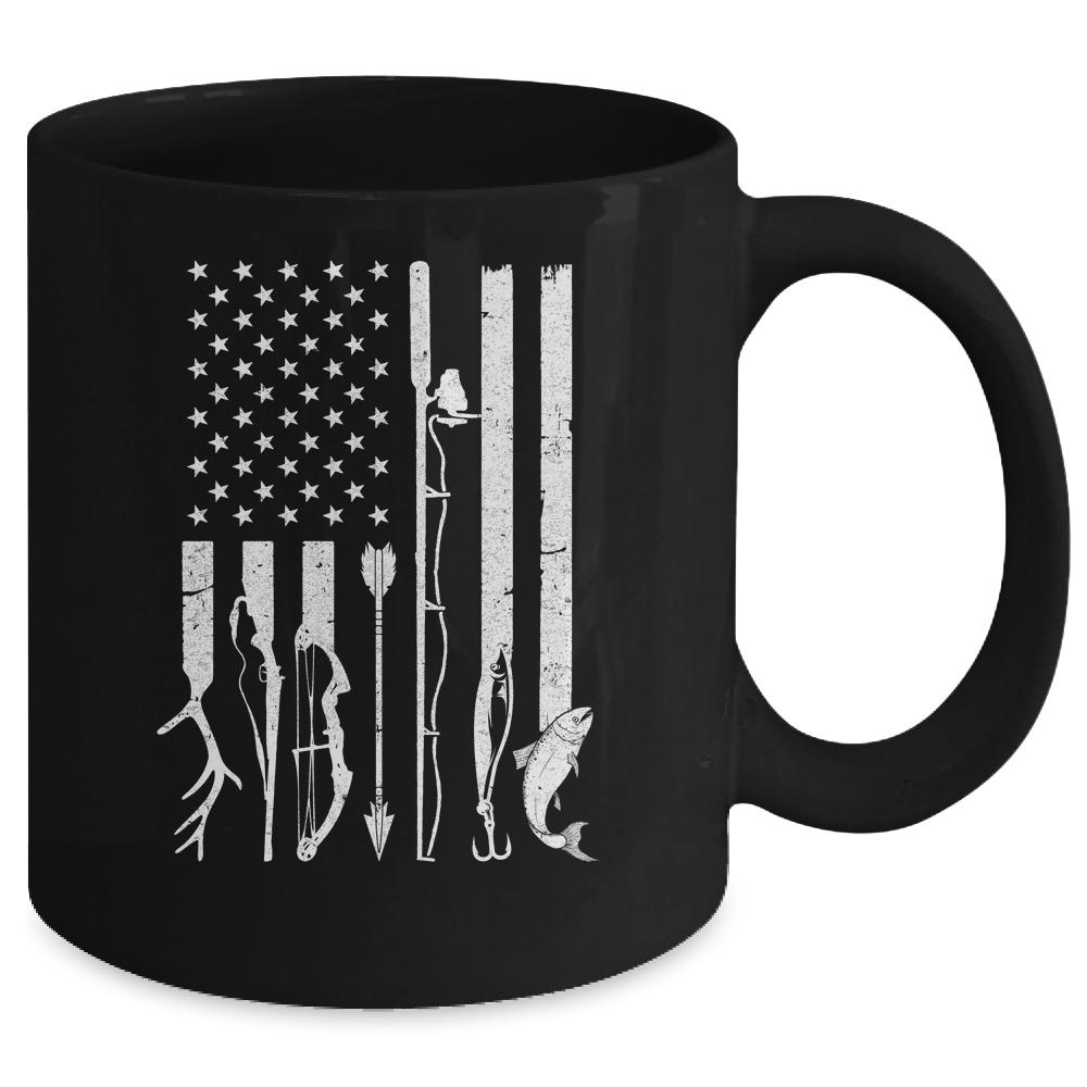Hunting Fishing USA Flag American Mug-Coffee Mug-Mug-Black