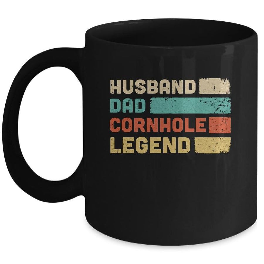 Husband Dad Cornhole Legend Funny Cornhole Game Mug-Coffee Mug-Mug-Black