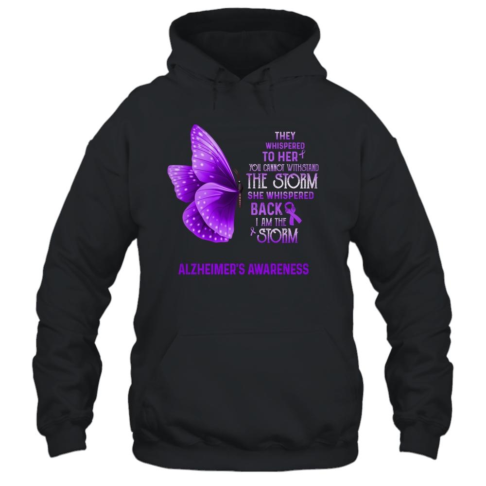 I Am The Storm Alzheimer's Awareness Butterfly-T-Shirt & Tank Top-Pullover Hoodie-Black