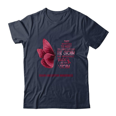 I Am The Storm Brain Aneurysm Awareness Butterfly-T-Shirt & Tank Top-Classic T-Shirt-Navy
