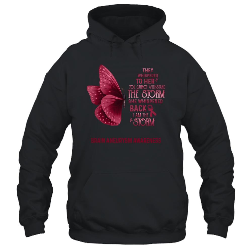 I Am The Storm Brain Aneurysm Awareness Butterfly-T-Shirt & Tank Top-Pullover Hoodie-Black