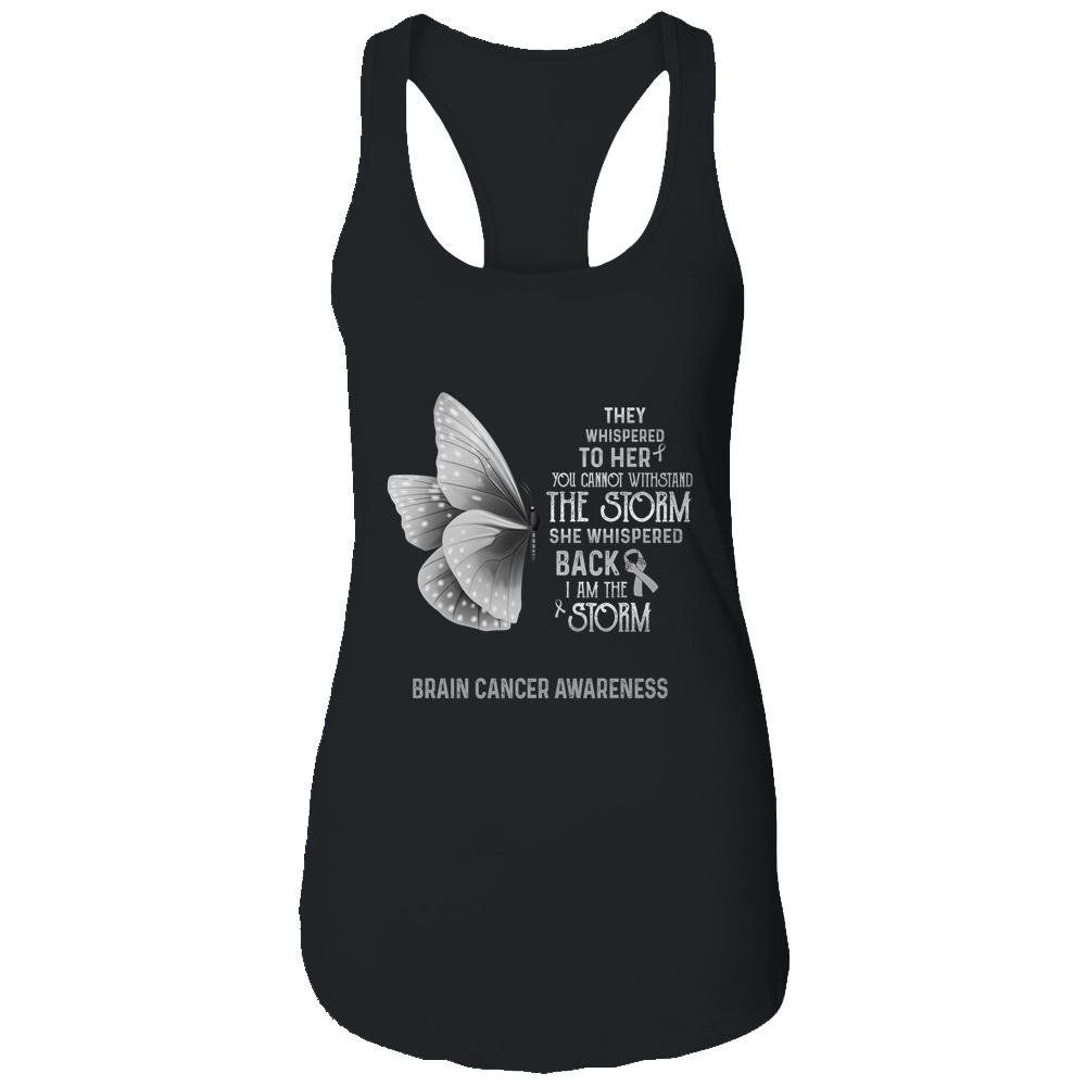 I Am The Storm Brain Cancer Awareness Butterfly-T-Shirt & Tank Top-Women's Ideal Racerback Tank-Black