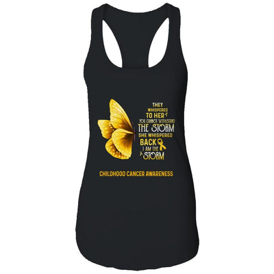 I Am The Storm Childhood Cancer Awareness Butterfly-T-Shirt & Tank Top-Women's Ideal Racerback Tank-Black