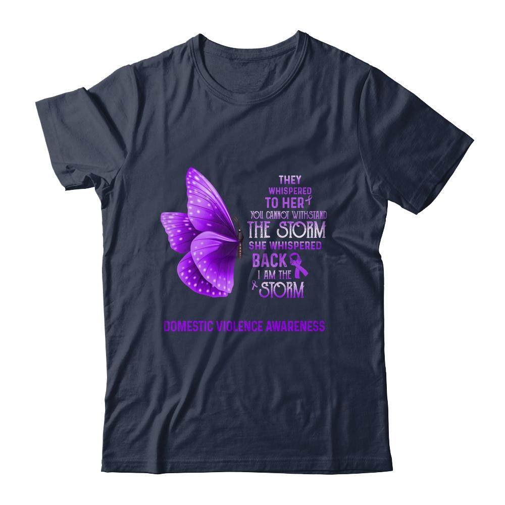 I Am The Storm Domestic Violence Awareness Butterfly-T-Shirt & Tank Top-Classic T-Shirt-Navy