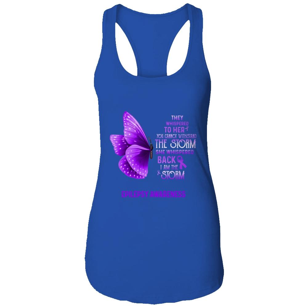 I Am The Storm Epilepsy Awareness Butterfly-T-Shirt & Tank Top-Women's Ideal Racerback Tank-Royal