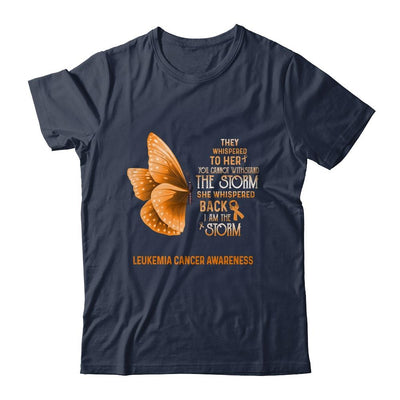 I Am The Storm Leukemia Cancer Awareness Butterfly-T-Shirt & Tank Top-Classic T-Shirt-Navy