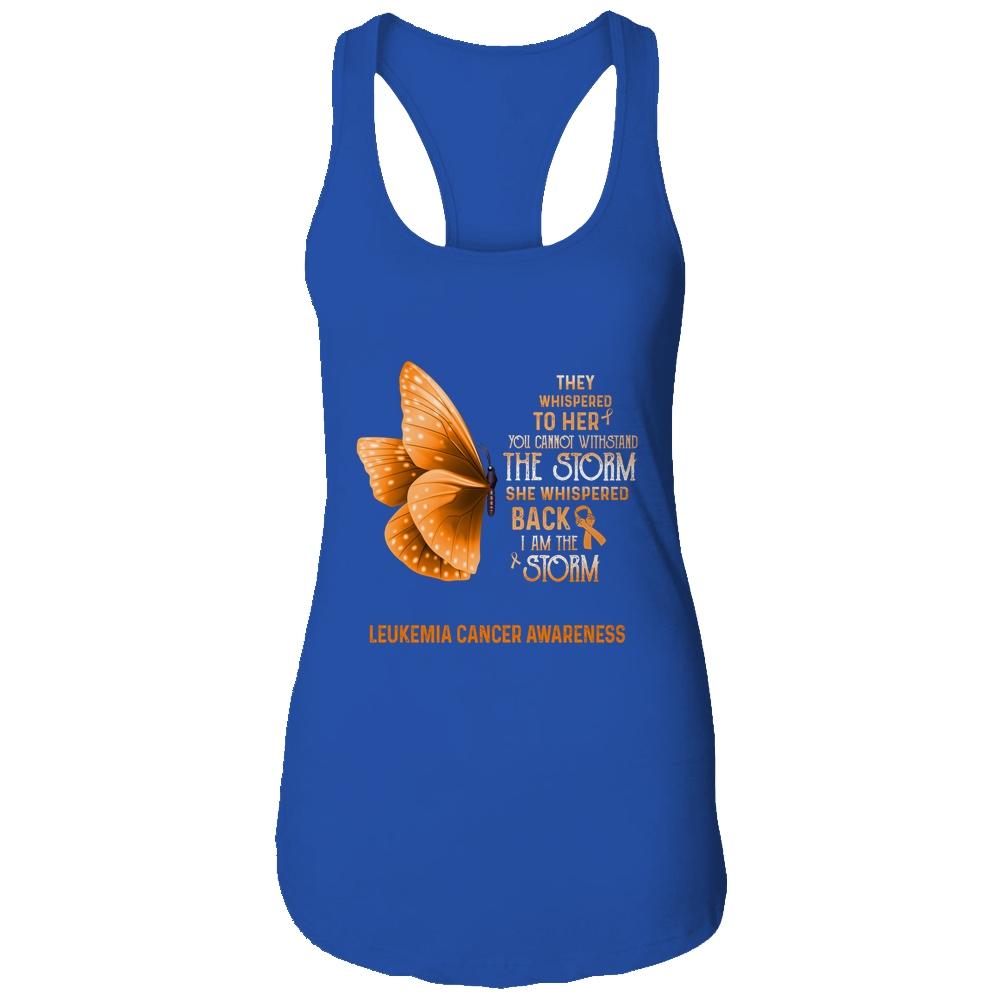 I Am The Storm Leukemia Cancer Awareness Butterfly-T-Shirt & Tank Top-Women's Ideal Racerback Tank-Royal
