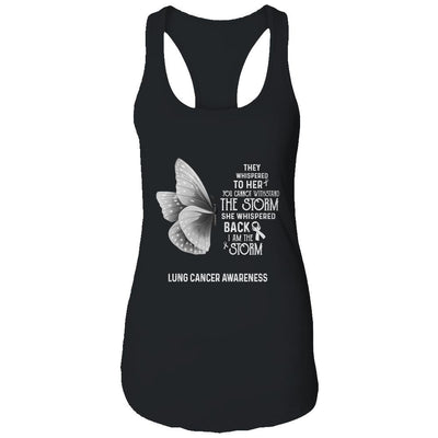 I Am The Storm Lung Cancer Awareness Butterfly-T-Shirt & Tank Top-Women's Ideal Racerback Tank-Black