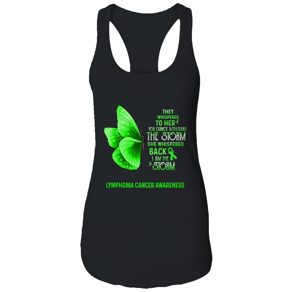 I Am The Storm Lymphoma Cancer Awareness Butterfly-T-Shirt & Tank Top-Women's Ideal Racerback Tank-Black