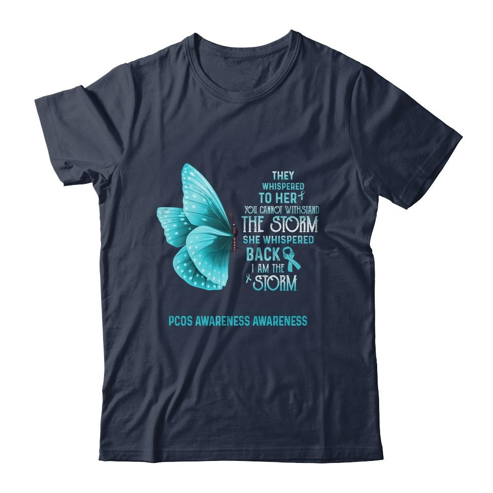 I Am The Storm PCOS Awareness Butterfly-T-Shirt & Tank Top-Classic T-Shirt-Navy