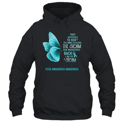 I Am The Storm PCOS Awareness Butterfly-T-Shirt & Tank Top-Pullover Hoodie-Black