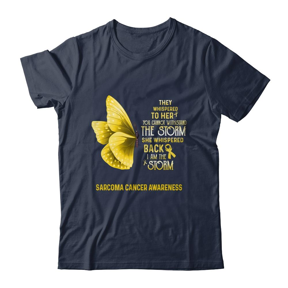 I Am The Storm Sarcoma Cancer Awareness Butterfly-T-Shirt & Tank Top-Classic T-Shirt-Navy