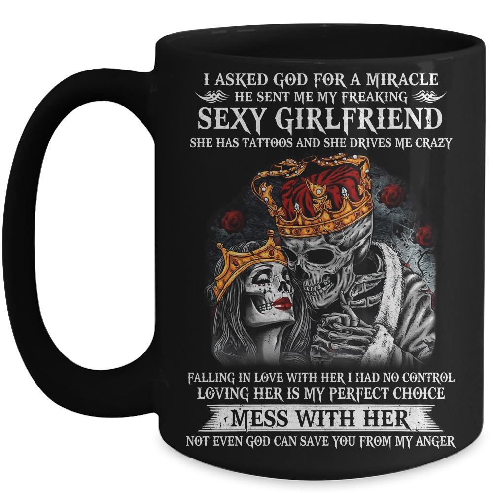 I Asked God For A Miracle He Sent Freaking Sexy Girlfriend Mug-Coffee Mug-Mug-Black