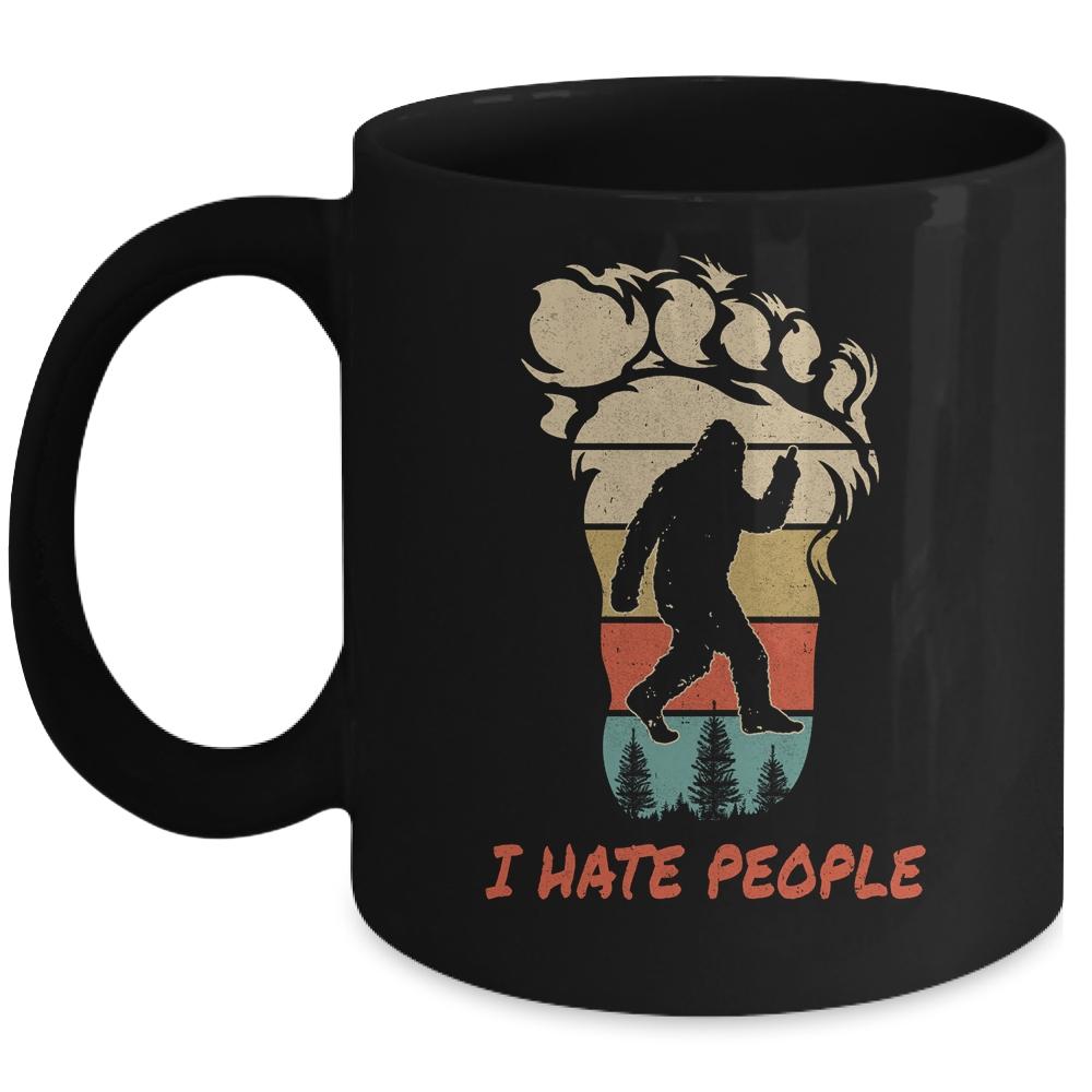 I Hate People Bigfoot Middle Finger Funny Mug-Coffee Mug-Mug-Black