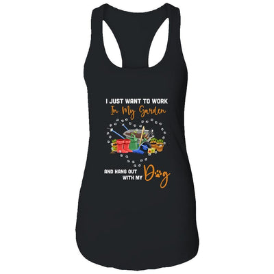 I Just Want To Work In My Garden And Hang Out With Dog-T-Shirt & Tank Top-Women's Ideal Racerback Tank-Black