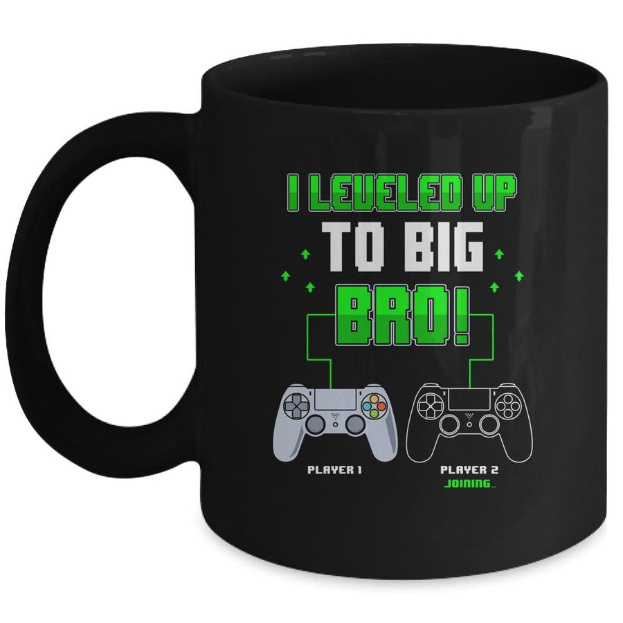 I Leveled Up To Big Bro Gamer New Brother Pregnancy Reveal Mug-Coffee Mug-Mug-Black