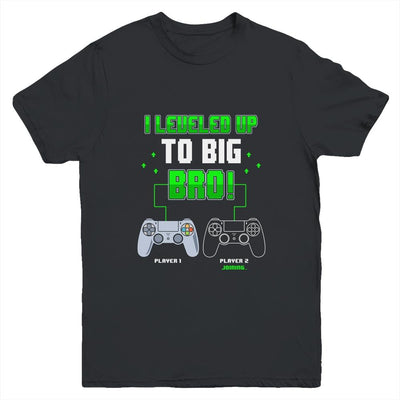 I Leveled Up To Big Bro Gamer New Brother Pregnancy Reveal Youth-Youth Shirt-Youth T-Shirt-Black