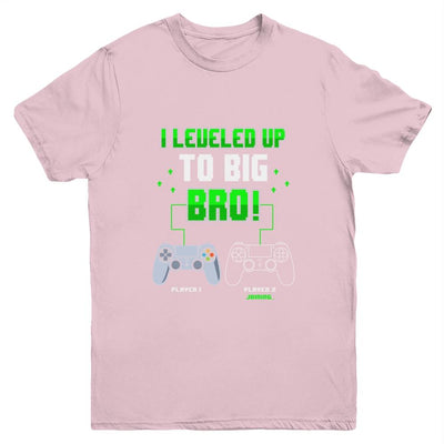 I Leveled Up To Big Bro Gamer New Brother Pregnancy Reveal Youth-Youth Shirt-Youth T-Shirt-Light Pink