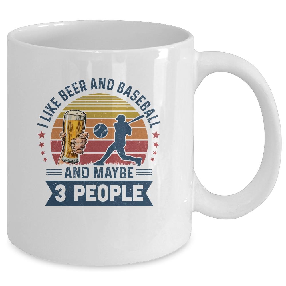 I Like Beer And Baseball Maybe 3 People Vintage Mug-Coffee Mug-Mug-White