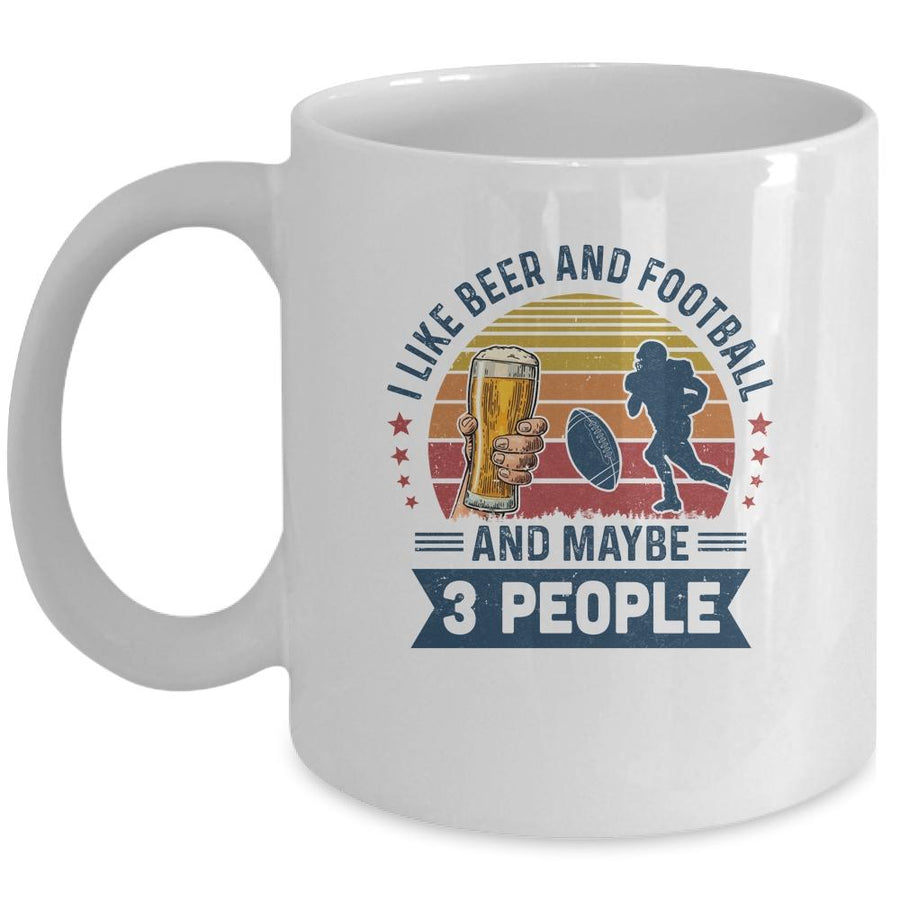 I Like Beer And Football Maybe 3 People Vintage Mug-Coffee Mug-Mug-White