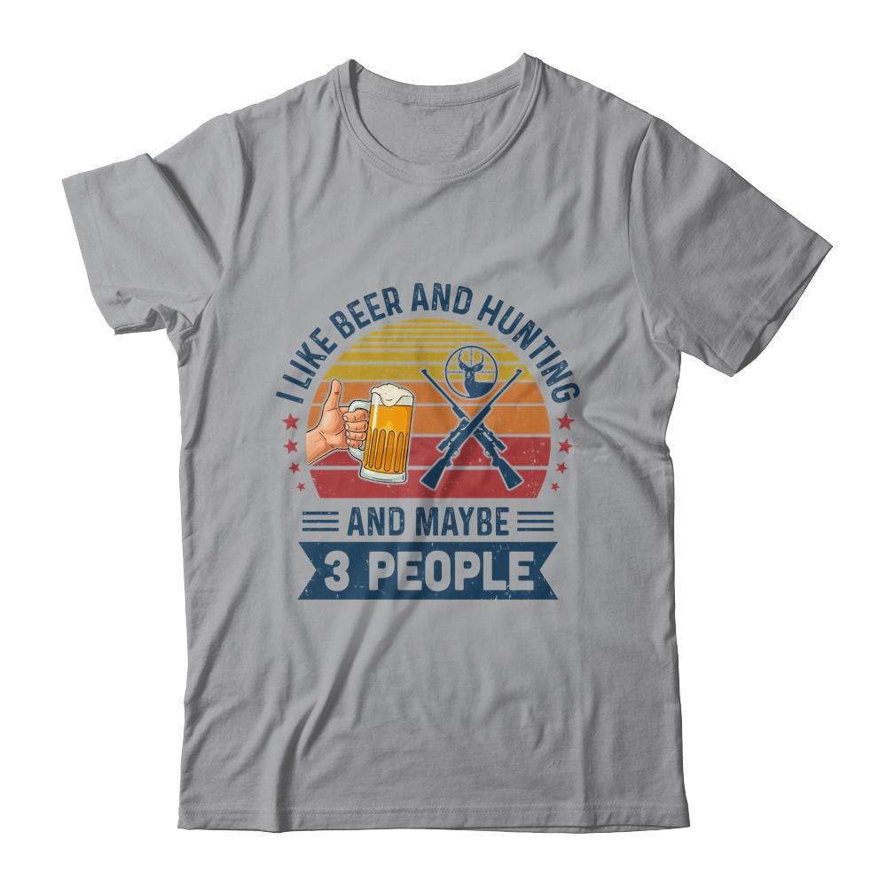 I Like Beer And Hunting And Maybe 3 People Vintage-T-Shirt & Hoodie-Classic T-Shirt-Sport Grey