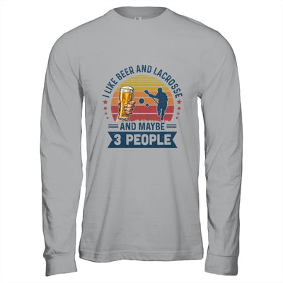 I Like Beer And Lacrosse Maybe 3 People Vintage-T-Shirt & Hoodie-Long Sleeve T-Shirt-Sport Grey