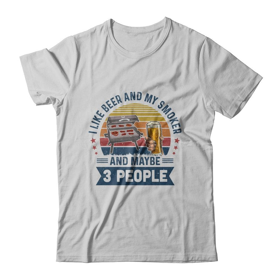 I Like Beer And My Smoker And Maybe 3 People Wine Vintage-T-Shirt & Hoodie-Classic T-Shirt-White