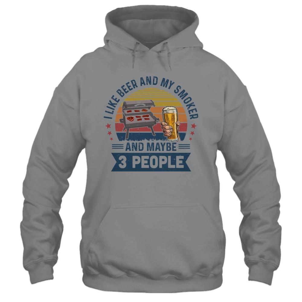 I Like Beer And My Smoker And Maybe 3 People Wine Vintage-T-Shirt & Hoodie-Pullover Hoodie-Sport Grey