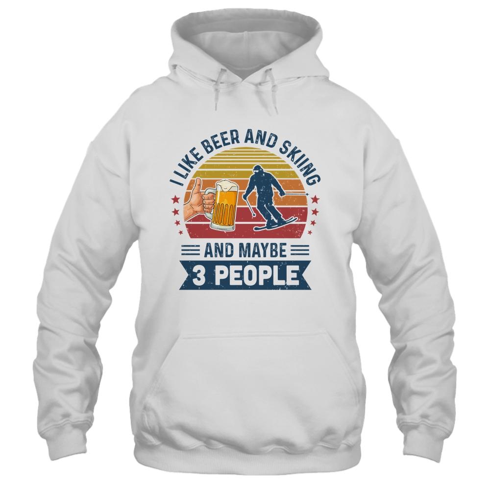I Like Beer And Skiing And Maybe 3 People Vintage-T-Shirt & Hoodie-Pullover Hoodie-White