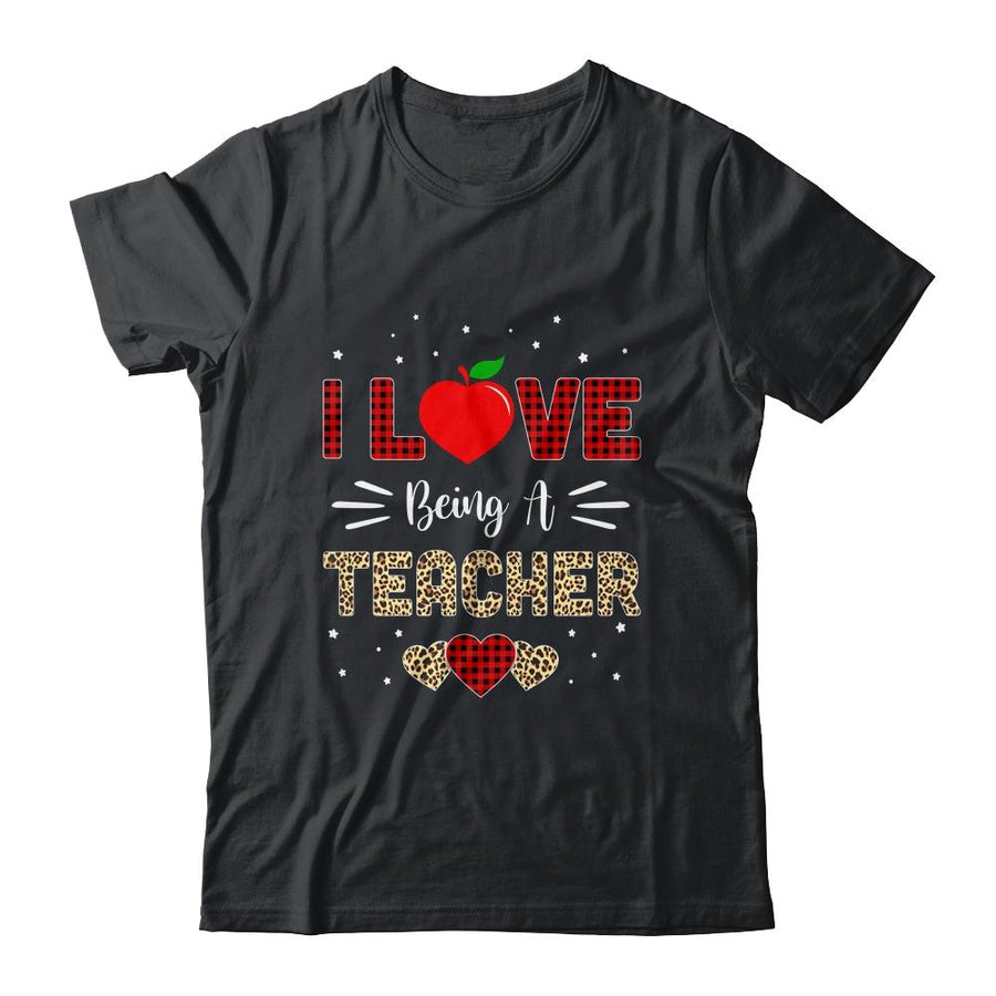 I Love Being A Teacher Leopard Valentine's Day-T-Shirt & Hoodie-Classic T-Shirt-Black