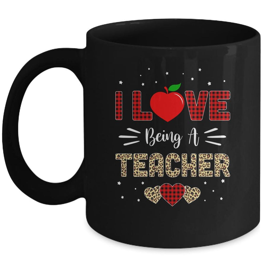 I Love Being A Teacher Leopard Valentine's Day Mug-Coffee Mug-Mug-Black