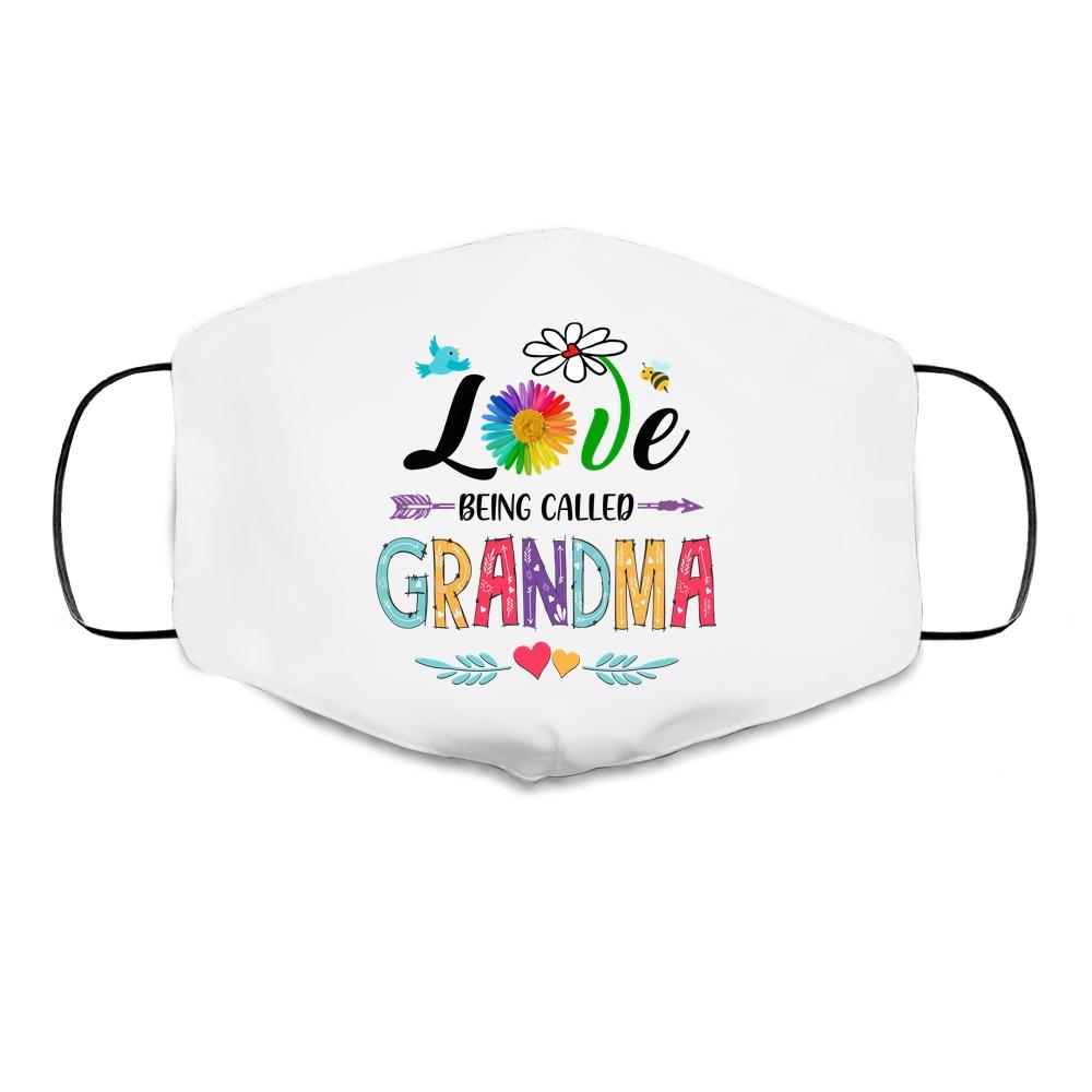 I Love Being Called Grandma Daisy Flower Mothers Day Cloth Face Mask-Cloth Face Mask-Cloth Face Mask-White