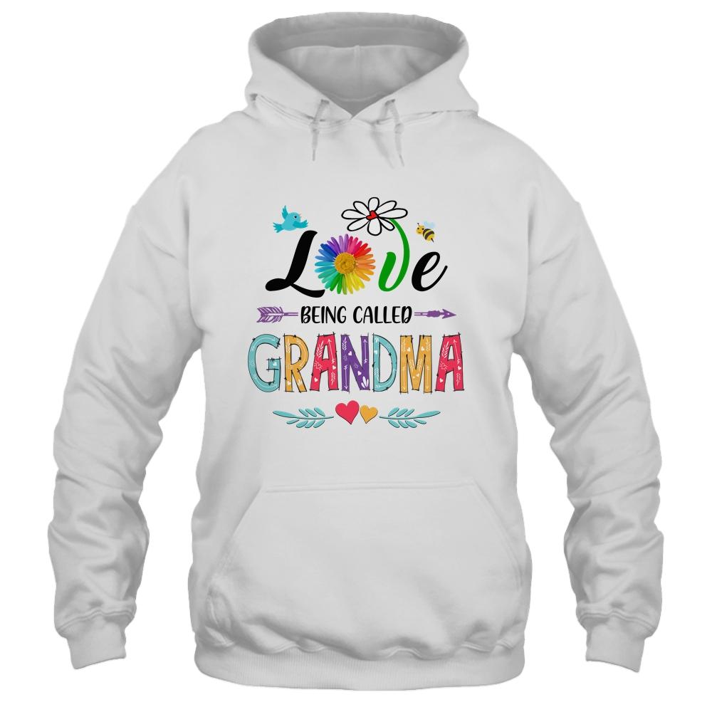 I Love Being Called Grandma Daisy Flower Mothers Day-T-Shirt & Tank Top-Pullover Hoodie-White