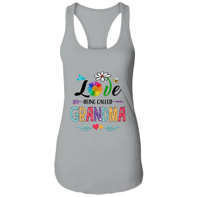 I Love Being Called Grandma Daisy Flower Mothers Day-T-Shirt & Tank Top-Women's Ideal Racerback Tank-Heather Grey