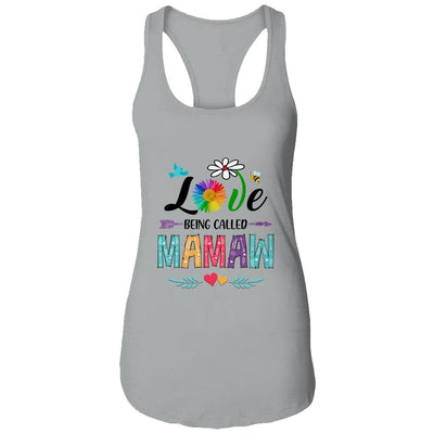 I Love Being Called Mamaw Daisy Flower Mothers Day-T-Shirt & Tank Top-Women's Ideal Racerback Tank-Heather Grey
