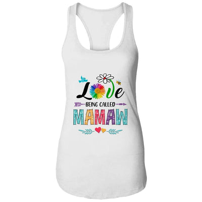 I Love Being Called Mamaw Daisy Flower Mothers Day-T-Shirt & Tank Top-Women's Ideal Racerback Tank-White