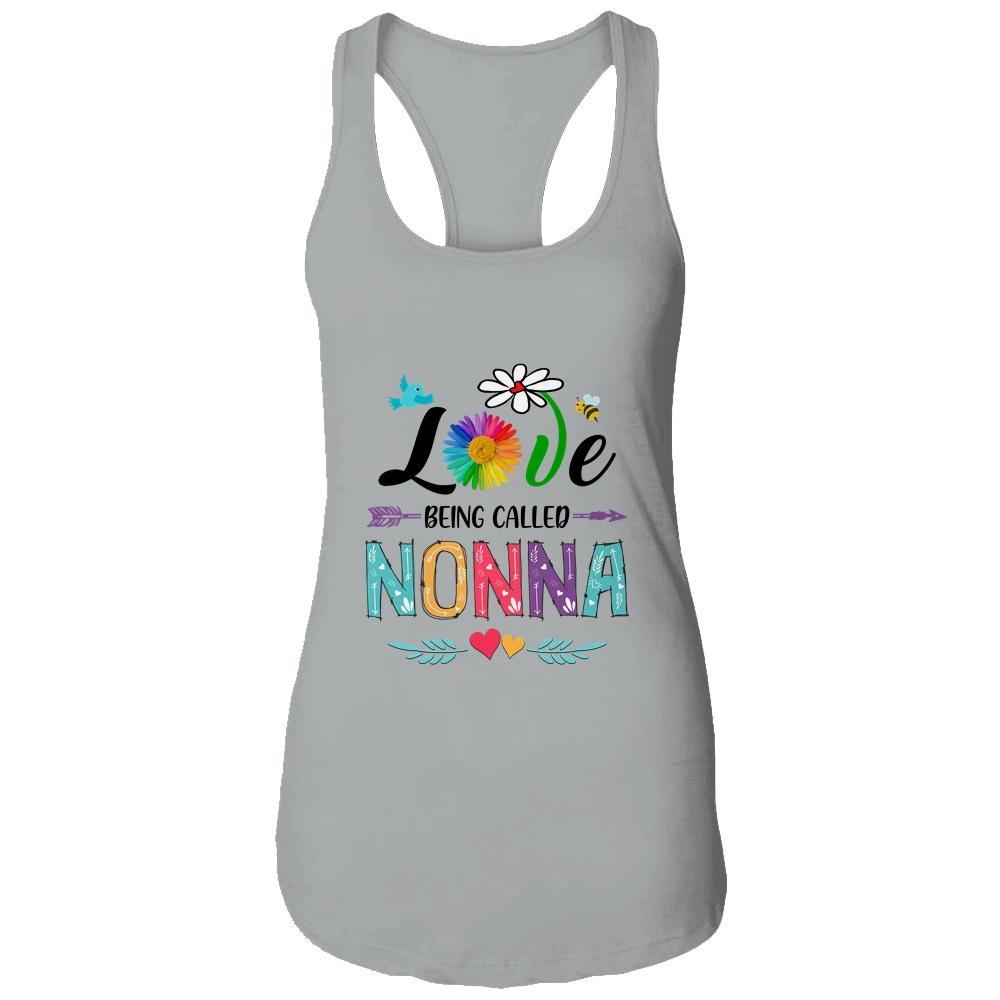 I Love Being Called Nonna Daisy Flower Mothers Day-T-Shirt & Tank Top-Women's Ideal Racerback Tank-Heather Grey