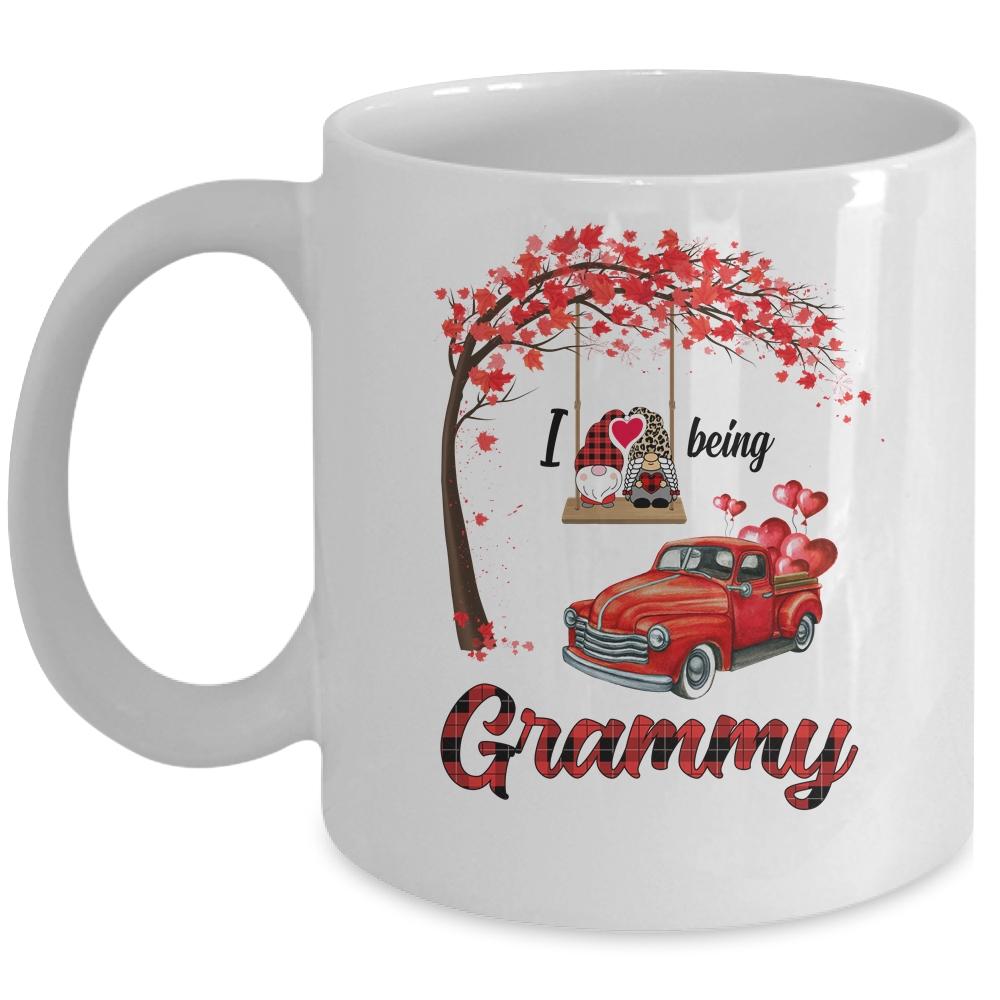 I Love Being Grammy Gnome Red Plaid Heart Valentines Day Mug