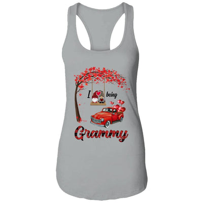 I Love Being Grammy Gnome Red Plaid Heart Valentines Day-T-Shirt & Hoodie-Women's Ideal Racerback Tank-Heather Grey