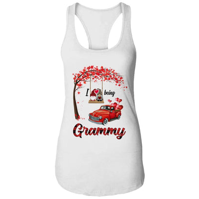 I Love Being Grammy Gnome Red Plaid Heart Valentines Day-T-Shirt & Hoodie-Women's Ideal Racerback Tank-White