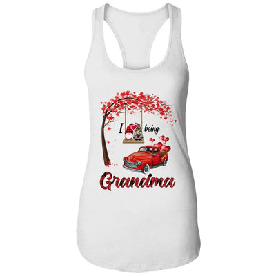 I Love Being Grandma Gnome Red Plaid Heart Valentines Day-T-Shirt & Hoodie-Women's Ideal Racerback Tank-White