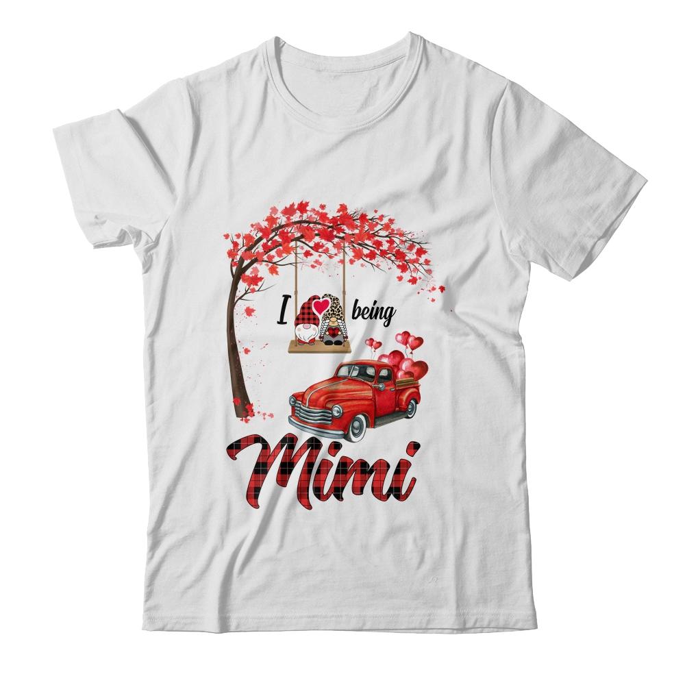 I Love Being Mimi Gnome Red Plaid Heart Valentines Day-T-Shirt & Hoodie-Classic T-Shirt-White