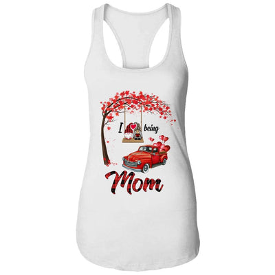 I Love Being Mom Gnome Red Plaid Heart Valentines Day-T-Shirt & Hoodie-Women's Ideal Racerback Tank-White